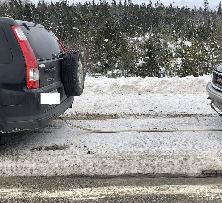 Halifax District RCMP ticket driver caught towing another vehicle with rope on Hwy 103