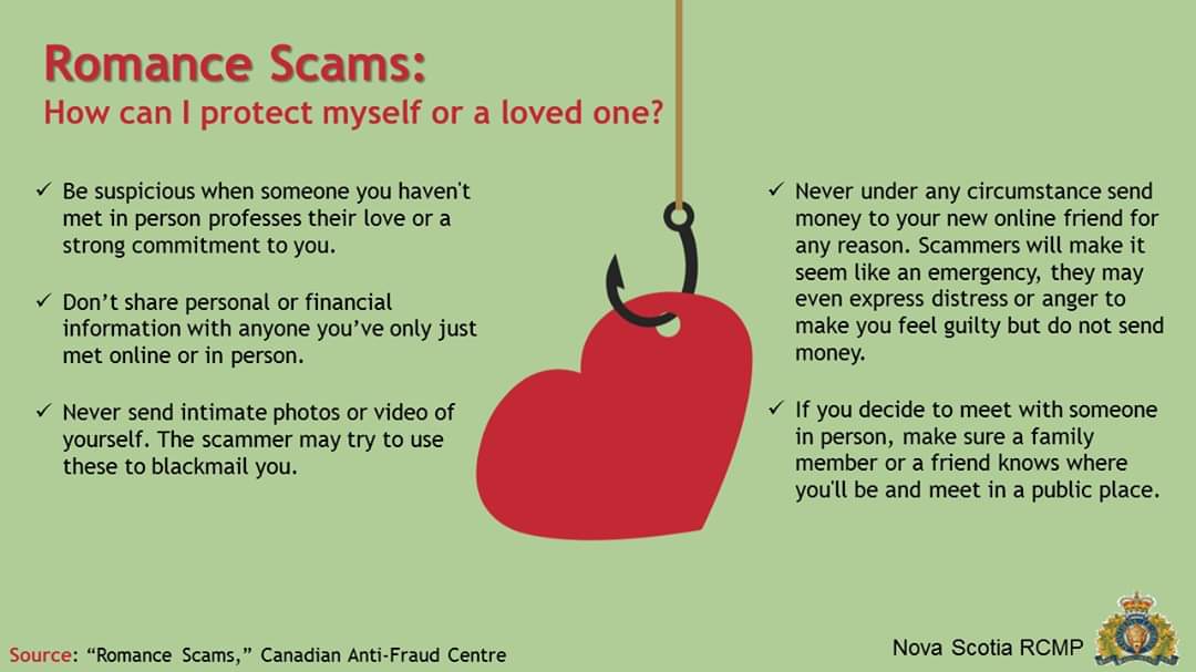 RCMP is reminding the public to be cautious when looking for love online