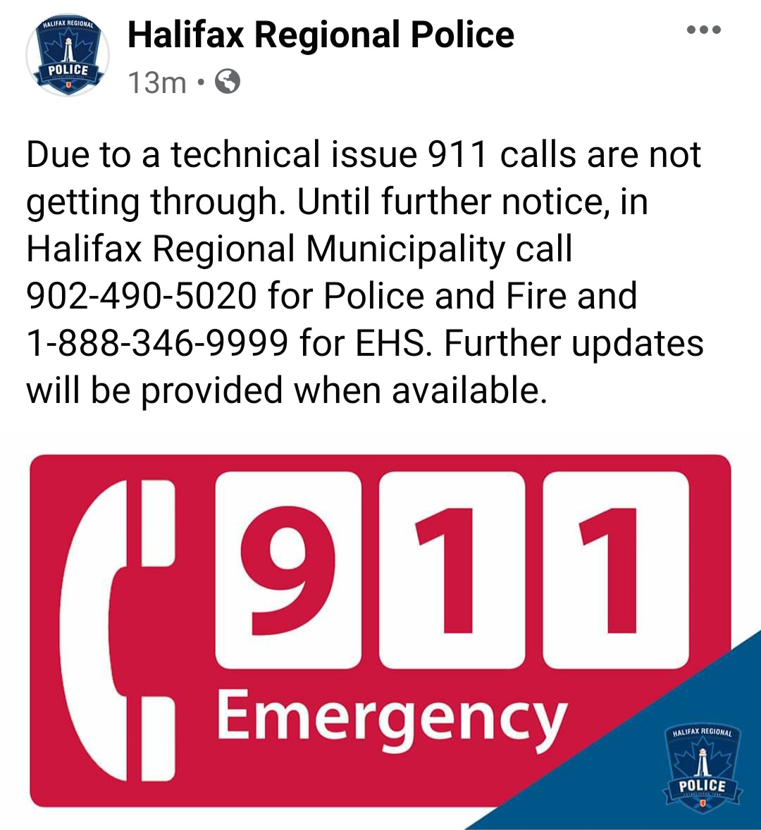 (Update) RESTORED - 911 system is currently down