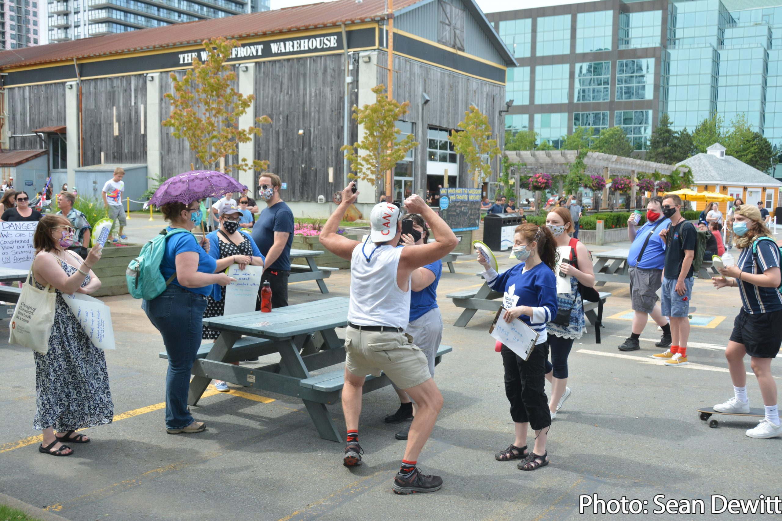 Tensions ran high at a "March to Unmask" protest that took place in Halifax