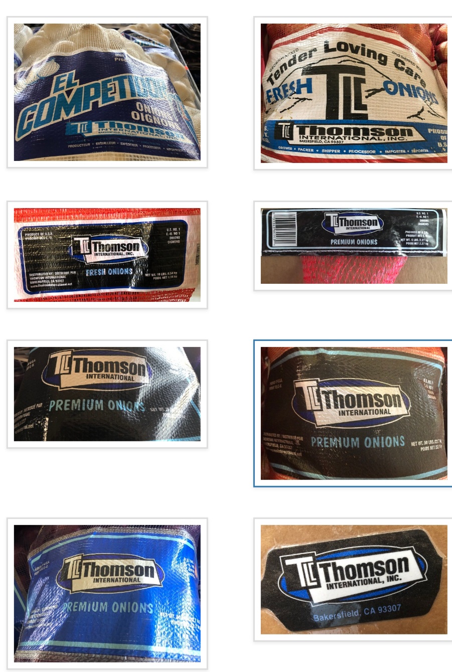 Red, yellow, white, and sweet yellow onions grown by Thomson International Inc. and imported from the USA recalled due to Salmonella
