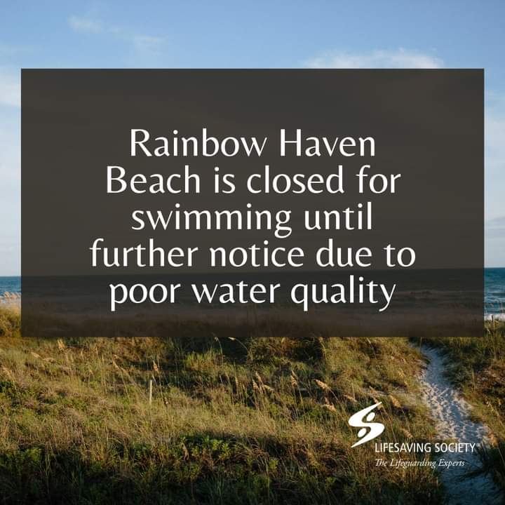 (Update) Rainbow Haven Beach closed to swimming