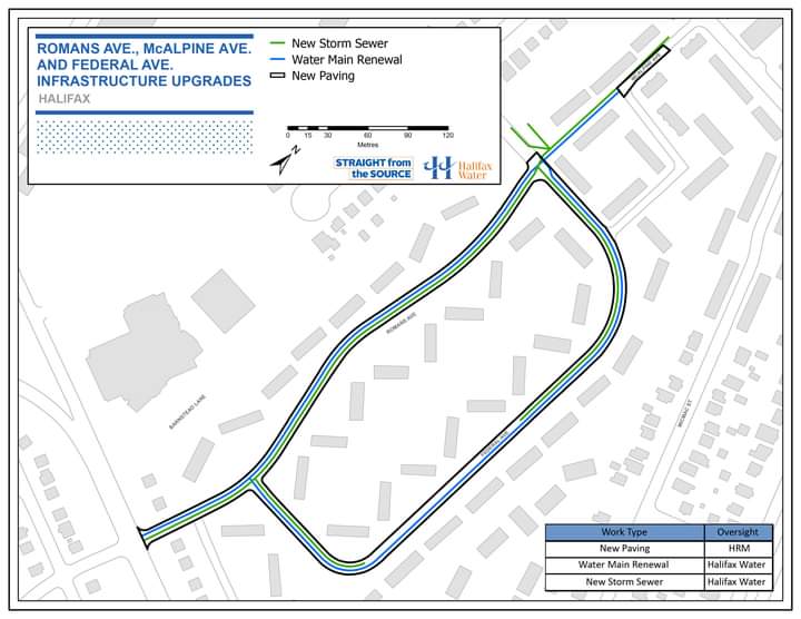 Romans Avenue – Rolling Road Closures / Bedford Highway – Lane Drop for Water Main Repair