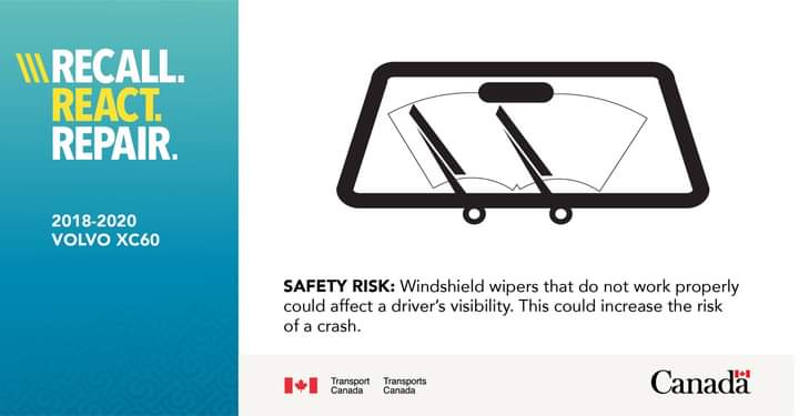 Recall: On certain Volvo vehicles, the nuts that attach the windshield wiper arms may not have been tightened properly