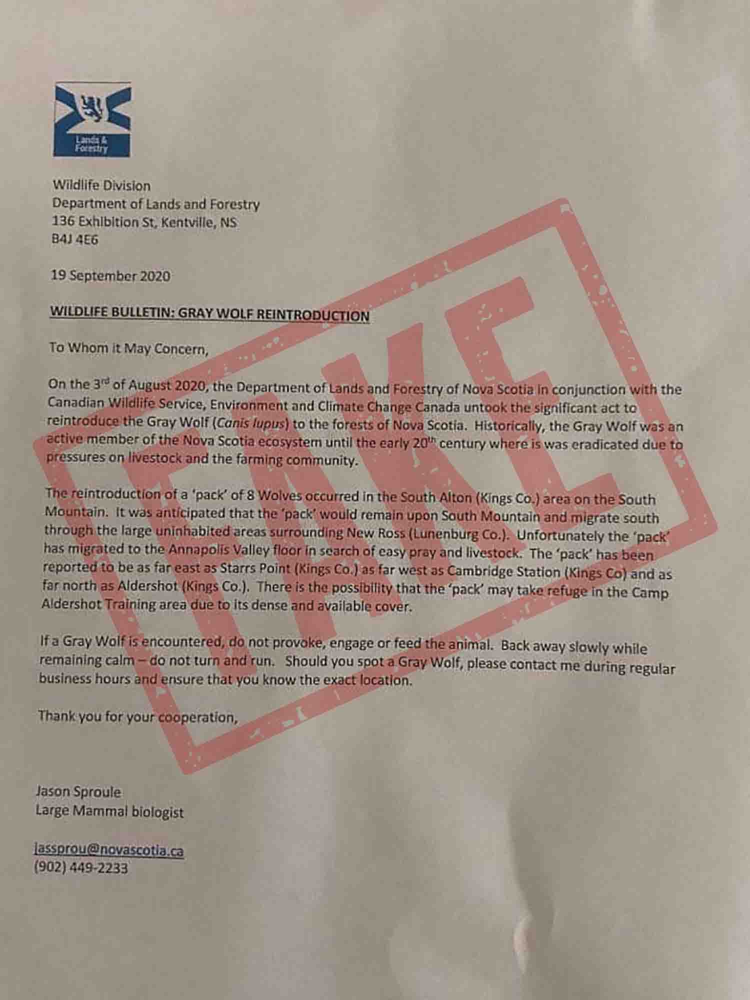 Fake forestry letter circulating