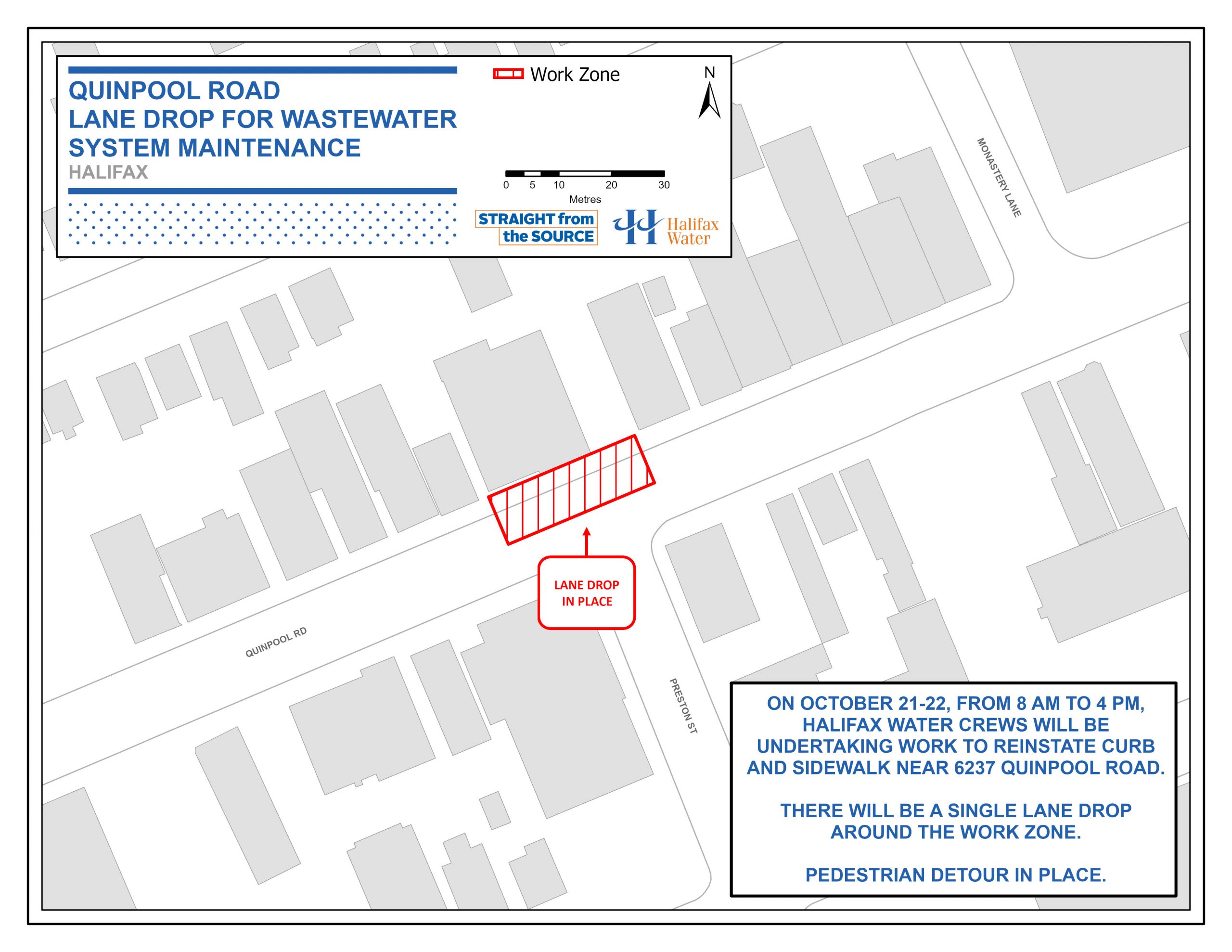 Quinpool Road – Lane Drop for Wastewater System Maintenance / Rutledge Street Closure – Water Main Valve Replacement