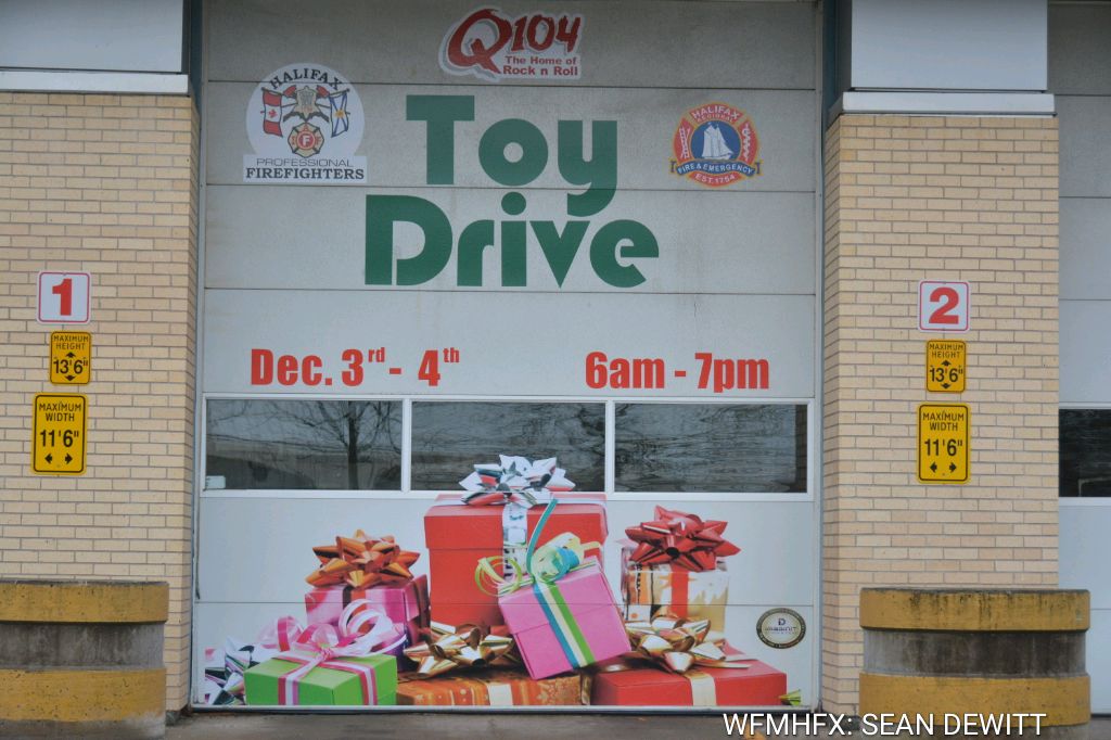 Keep an eye out for this Q104 Toy Drive Banner at the Highfield Park Fire Station