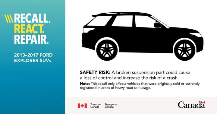 Recall: Ford Explorer SUVs. On certain SUVs, the outer ball joint for the rear suspension toe link may seize