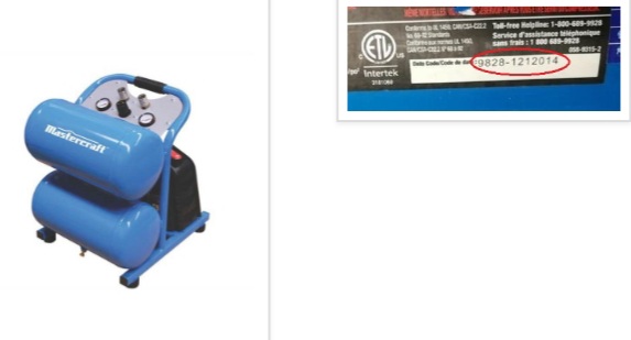 Expanded Recall: Mastercraft 5 Gallon Air Compressor recalled due to injury hazard