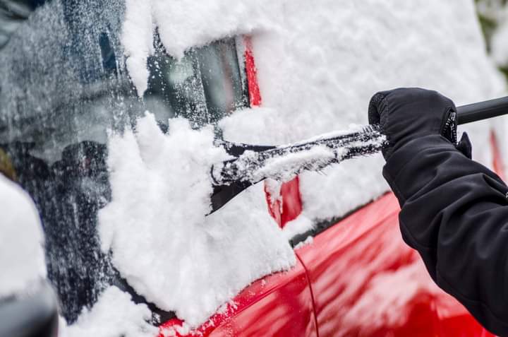 Please remember to clean snow and ice from your vehicle, but be sure it’s insured and registered first.