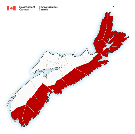 (ENDED)  Rainfall and wind warning in effect via Environment Canada