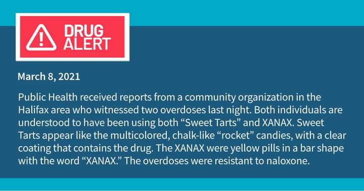 Public Health received reports from a community organization in the Halifax area who witnessed two overdoses