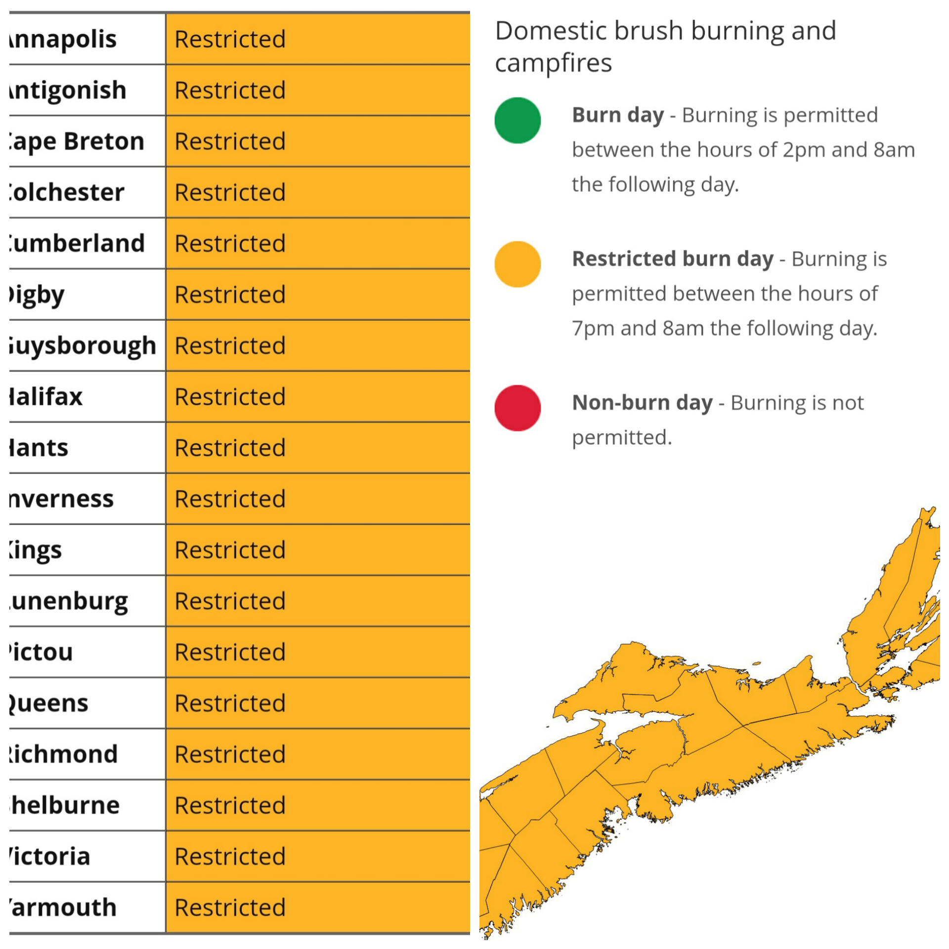 Burn Restrictions for March 23, 2021 2:00 pm to March 24, 2021 8:00 am