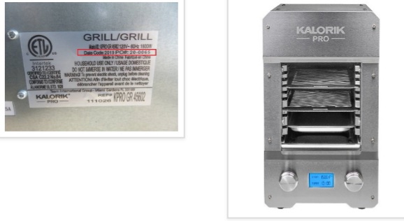 Kalorik Pro 1500F Electric Steakhouse Grill recalled due to Electric Shock Hazard