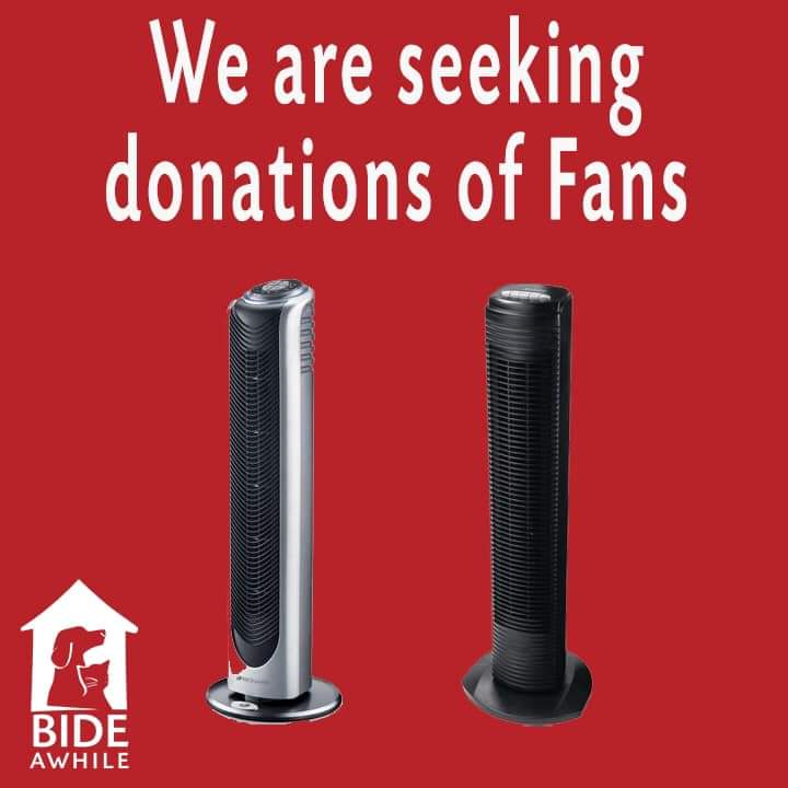 Bide Awhile are seeking donations of fans.