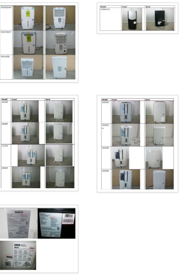 Various AeonAir, Danby and De'Longhi Dehumidifiers recalled due to Fire Hazard