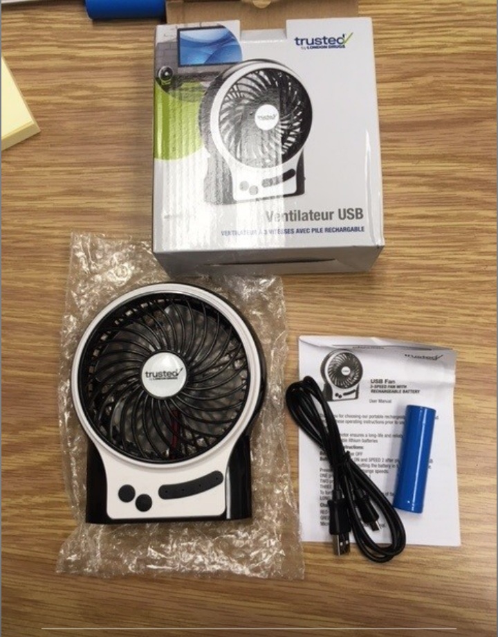 Trusted USB Rechargeable FAN 5 inch/3 speed Fan 831 recalled due to Laceration Hazard