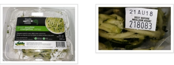 Veggie Foodle brand Green Zucchini Whole Vegetable Noodles recalled due to Listeria monocytogenes