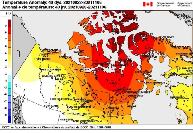 Record high temperatures in northern Canada