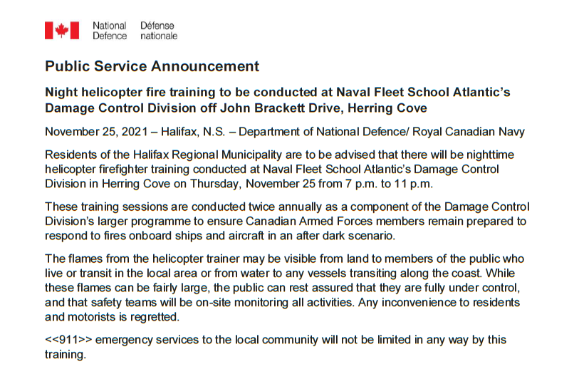 Night helicopter fire training to be conducted at Naval Fleet School Atlantic’s Damage Control Division