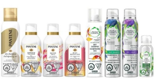 Herbal Essences and Pantene Aerosol Dry Conditioner Spray products and Aerosol Dry Shampoo Spray products Recalled Due to Detection of Benzene