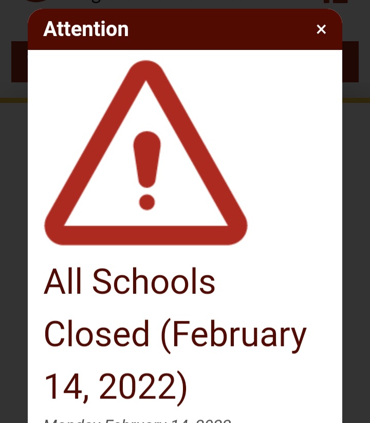 All HRCE schools are closed today (Monday, February 14, 2022).