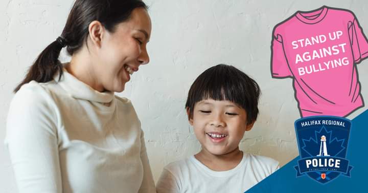 National Pink Shirt Day is this month. Consider having a conversation about bullying with your child