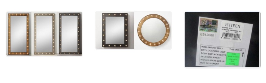 RH Illuminated Mirrors recalled due to potential fire and shock hazard