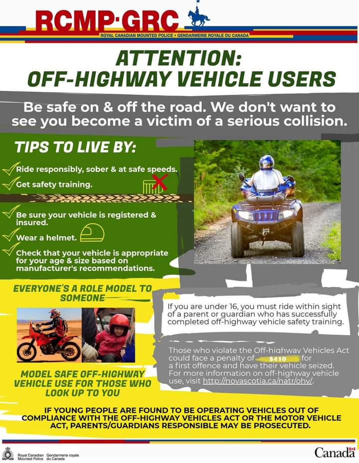 Over the weekend, Halifax District RCMP responded to two ATV crashes that resulted in serious injuries. We believe alcohol was a factor in both incidents