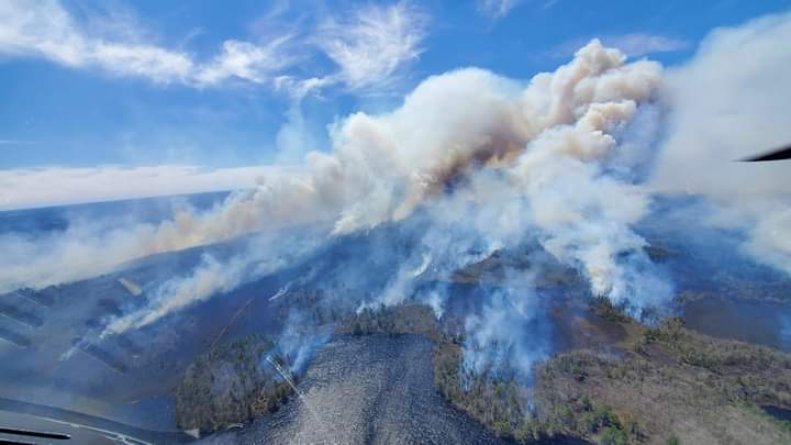 The fire near Horseshoe Lake, Yarmouth Co., is estimated to cover 1,000 ha.