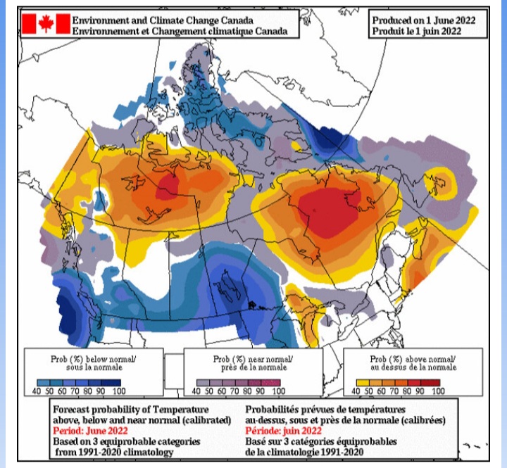 June temperature outlook via Environment Canada