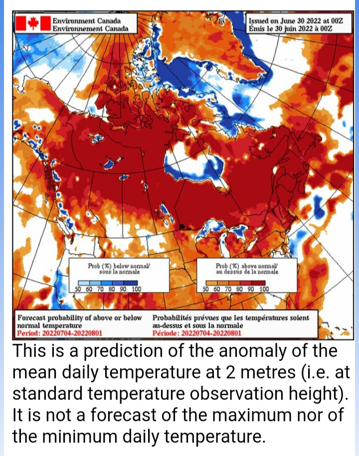 July Temperature Outlook via Environment Canada