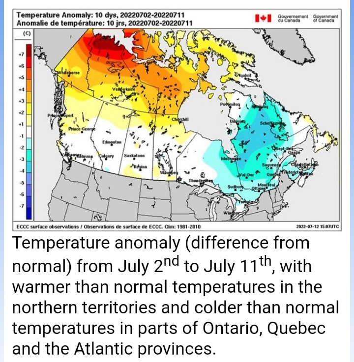 July temperature flip-flop in Canada