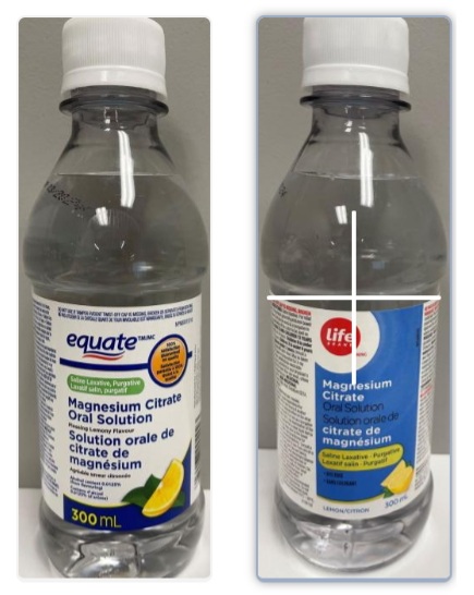 Equate (lemon flavour), Personnelle (lemon flavour) and Life Brand (lemon and cherry flavours) Magnesium citrate oral solution saline laxatives recalled due to potential microbial contamination