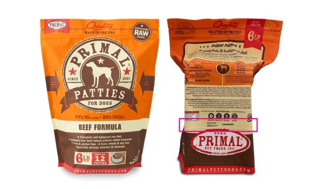 Primal Patties for Dogs Beef Formula recalled due to Listeria monocytogenes