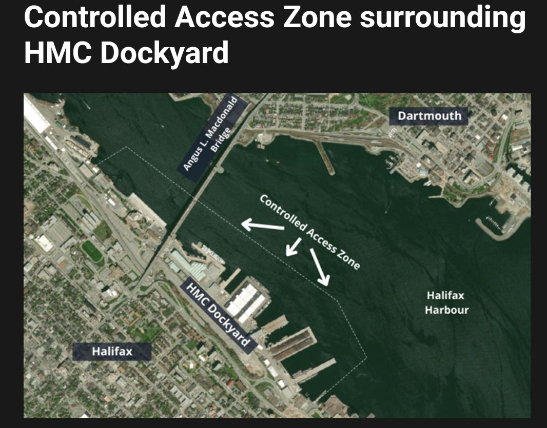 Members of the public, especially recreational watercraft users, reminded of Controlled Access Zone in Halifax Harbour alongside Her Majesty’s Canadian (HMC) Dockyard