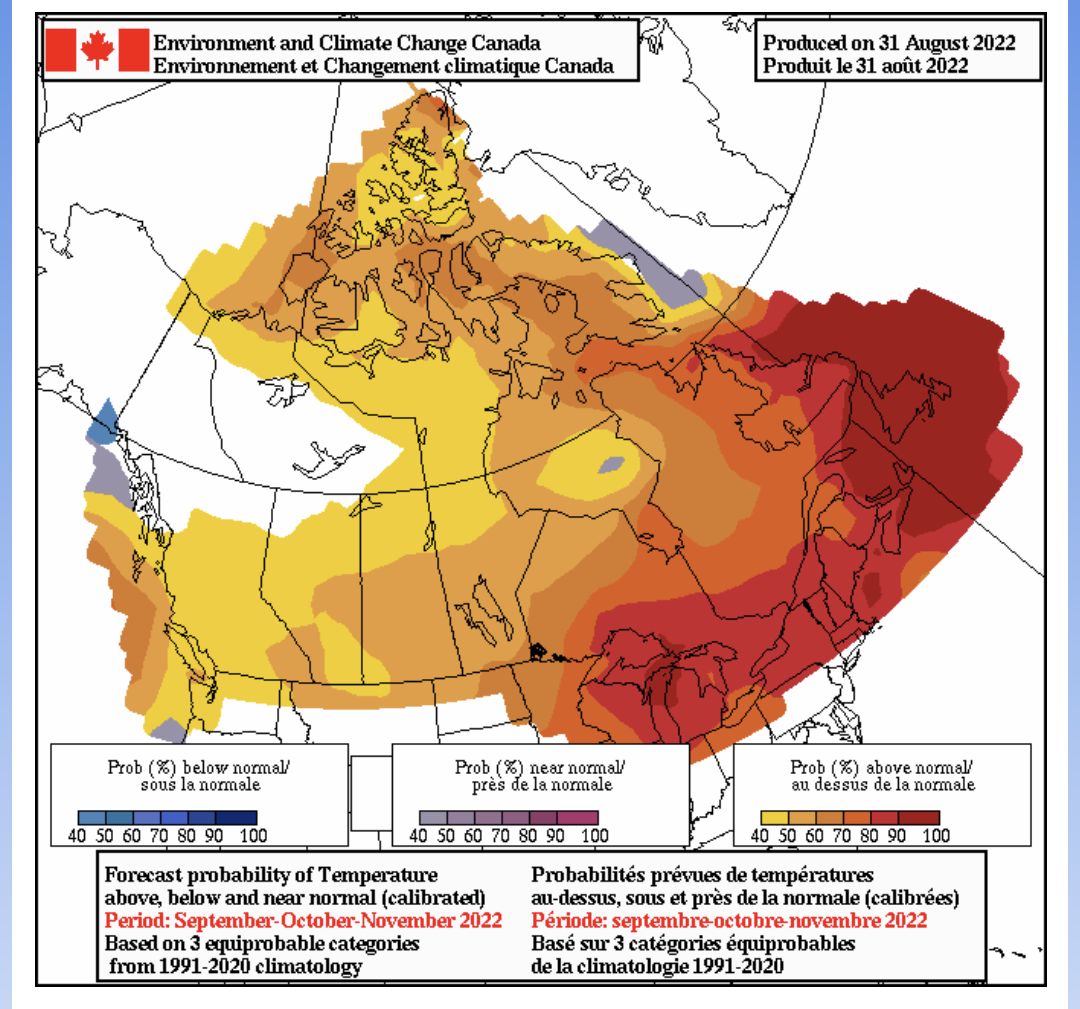 Fall temperature outlook via Environment Canada