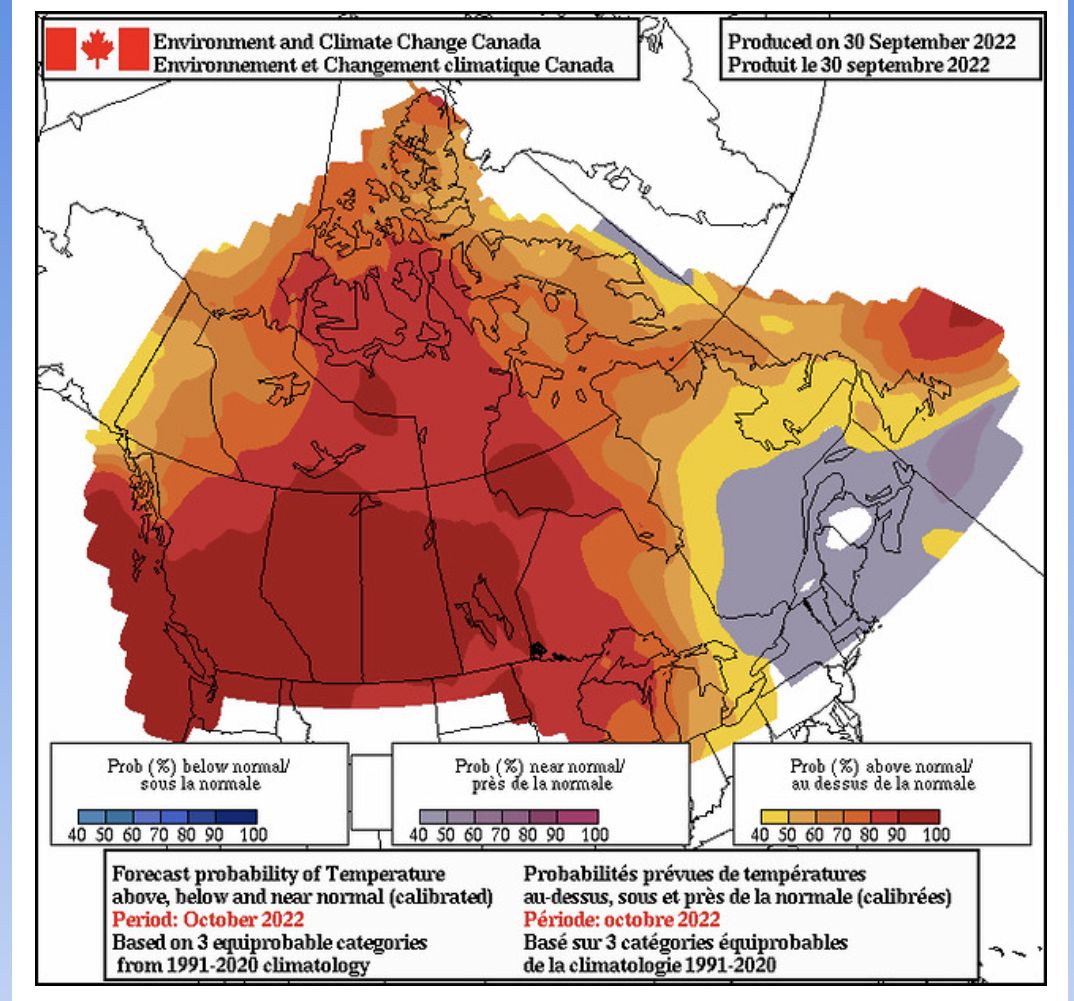 October temperature outlook / September’s recap via Environment Canada