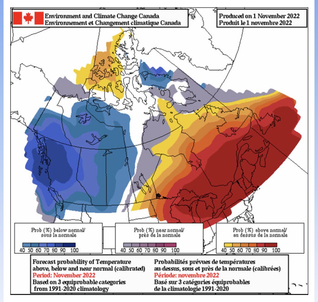 November temperature outlook via Environment Canada