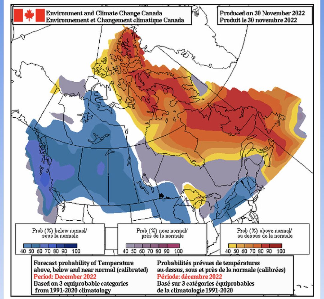 December temperature outlook via Environment Canada 