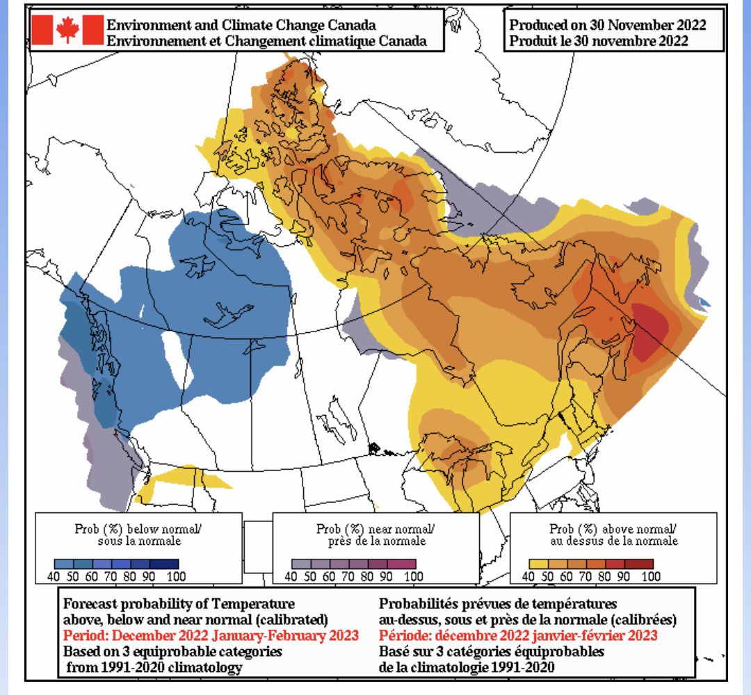 Winter seasonal outlook via Environment Canada