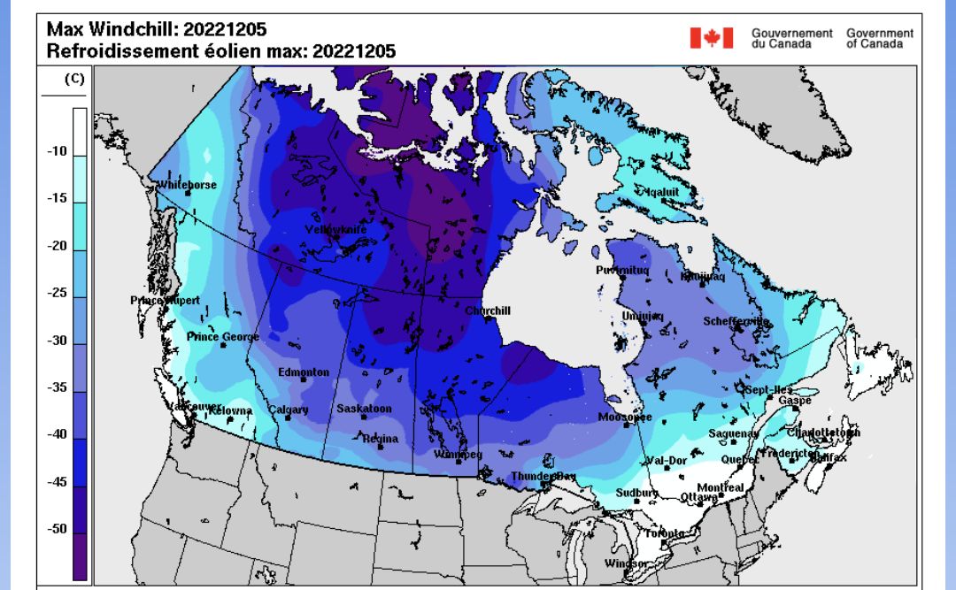 Extreme cold in western and northern Canada
