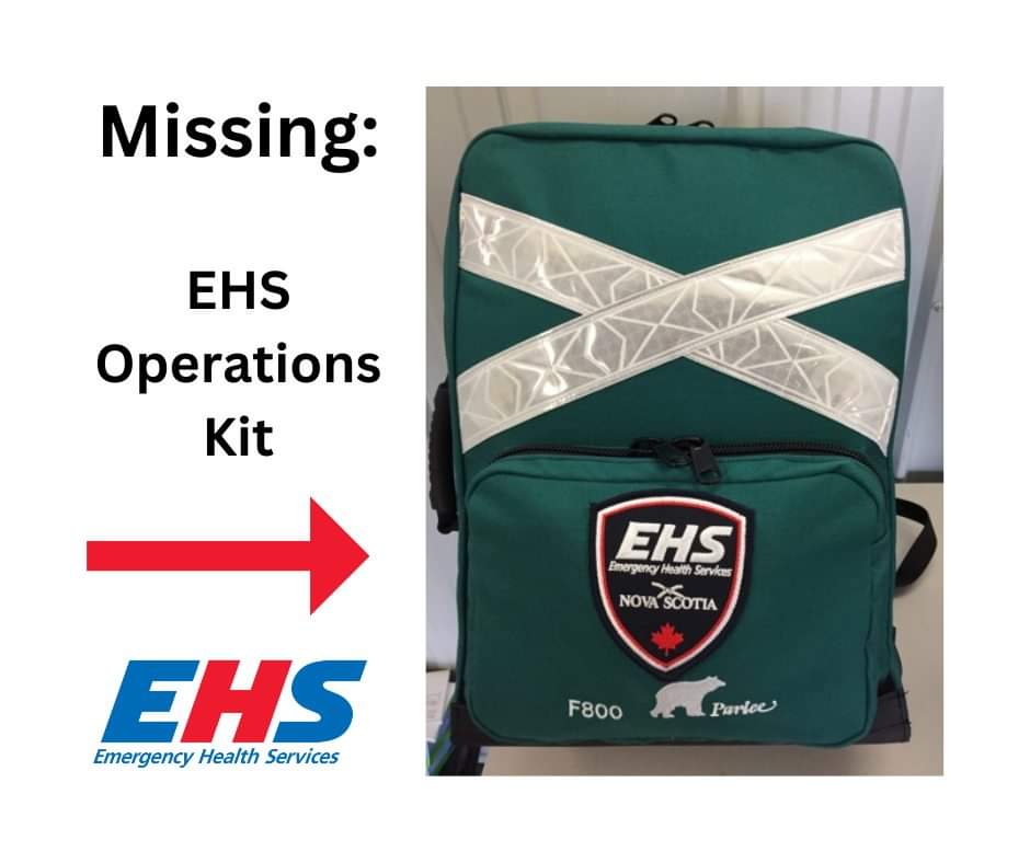 An EHS operations kit went missing from a scene at approximately 3am in Lower Sackville on January 2, 2023
