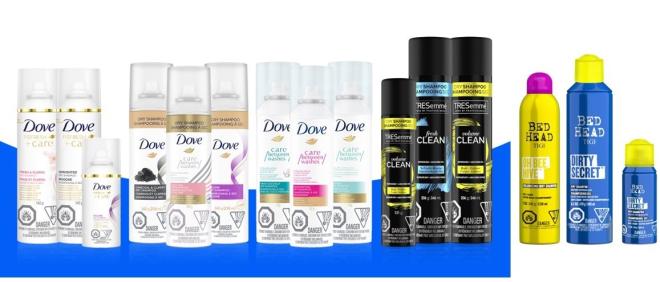 Certain lots of Bed Head TIGI, Dove and Tresemmé Dry Shampoo products recalled due to detection of benzene