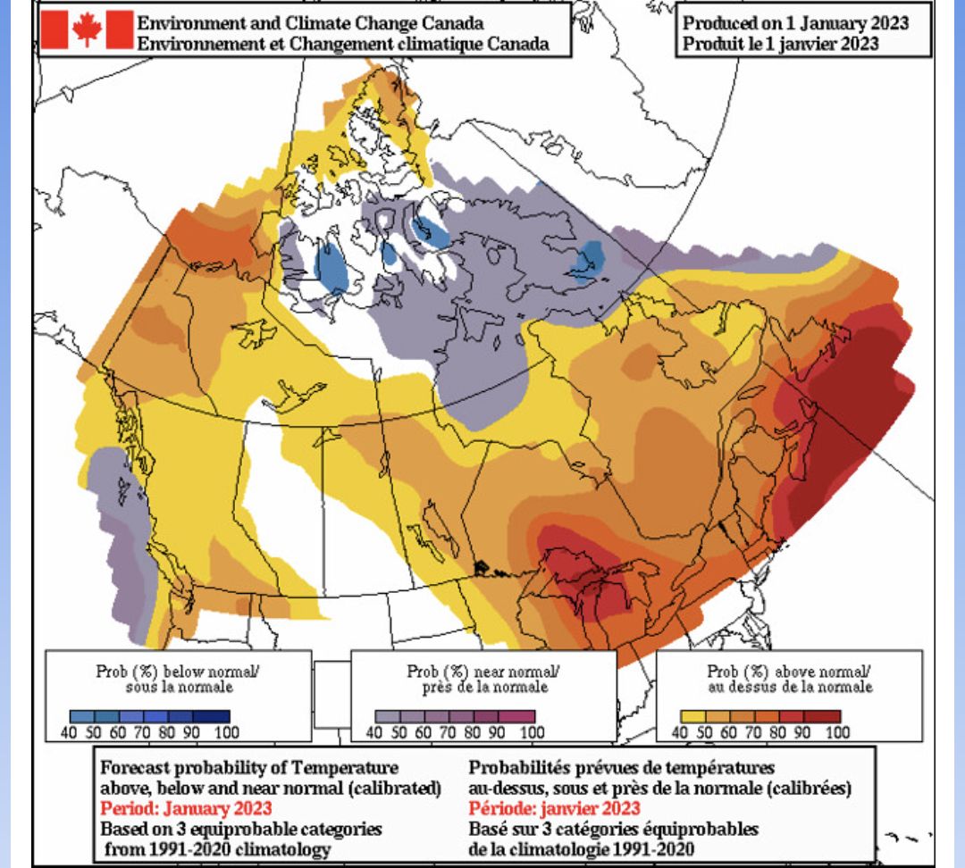 January temperature outlook via Environment Canada