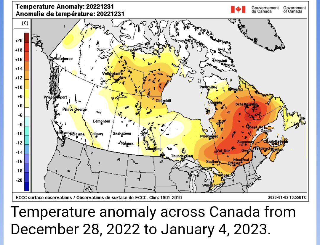 Temperatures in the New Year have been anything but seasonal for Eastern Canada