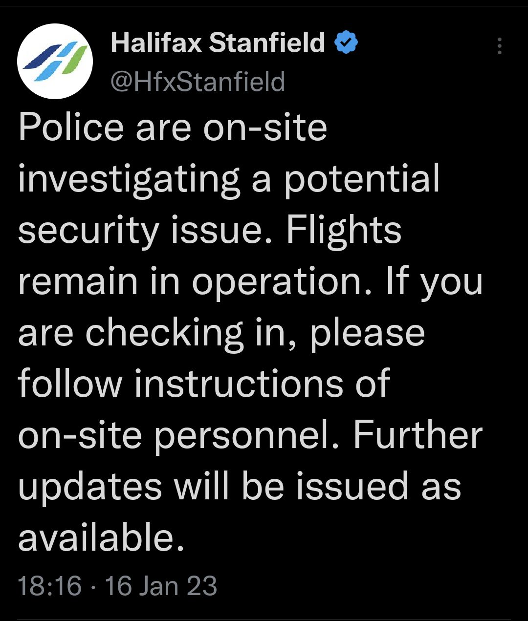 (Update) HIAA - Police are on-site investigating a potential security issue