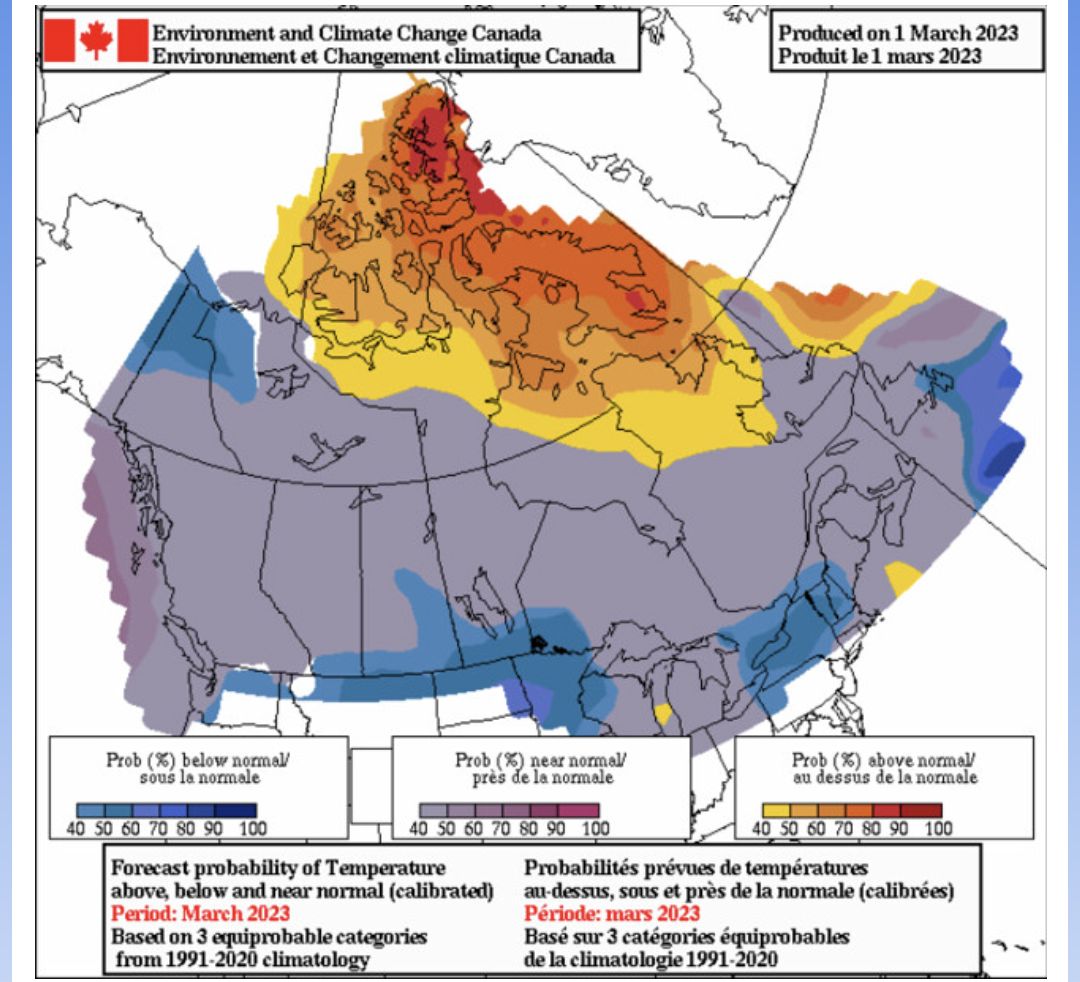 March temperature outlook via Environment Canada