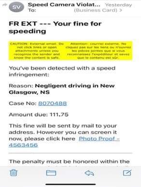 Police warn citizens of fraudulent “speed camera” emails
