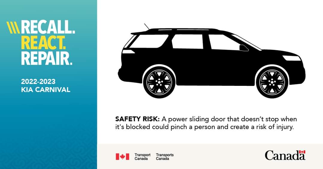 Recall: In certain situations, a power sliding door on some 2022-2023 Kia Carnival vehicles may not stop and reverse if it's blocked